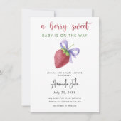 Invitation Aquarelle fraise avec Baby shower arc (Devant)