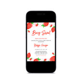 Invitation aquarelle Fraise Baby shower Fille Berry doux