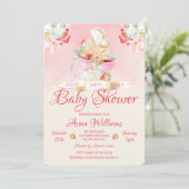 Invitation Aquarelle Fraise Bébé Fée Baby shower (Debout devant)