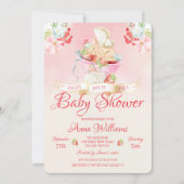 Invitation Aquarelle Fraise Bébé Fée Baby shower (Devant)