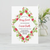 Invitation Aquarelle Fraise Berry Baby shower sucré (Debout devant)