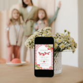 Invitation Aquarelle fraise Berry Premier anniversaire