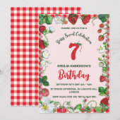 Invitation Aquarelle Fraise Berry Sweet Anniversaire (Devant / Derrière)