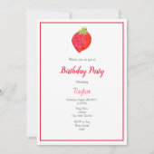 Invitation Aquarelle fraise et Motif (Devant)