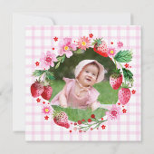 Invitation Aquarelle Fraises Fille 1er anniversaire Photo (Dos)