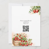 Invitation Aquarelle Fraises Photo Code QR Mariage (Dos)
