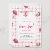 Invitation Aquarelle Fraises Rouge 1er anniversaire (Devant)