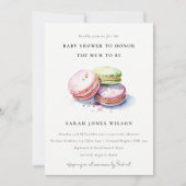 Invitation Aquarelle Français Macarons Baby shower boulangeri (Devant)