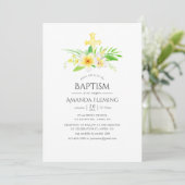 Invitation Aquarelle Frangipani Baptême ou Christening (Debout devant)