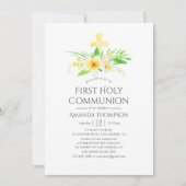 Invitation Aquarelle Frangipani Première communion sainte (Devant)