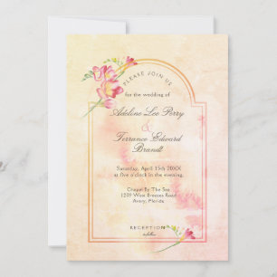 Invitation Aquarelle Freesia Sunset Peach