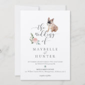 Invitation Aquarelle French Buldog Pet & Rose Florale (Devant)