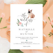 Invitation Aquarelle French Buldog Pet & Rose Florale