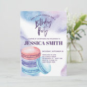 Invitation Aquarelle French Macaron fête d'anniversaire (Debout devant)