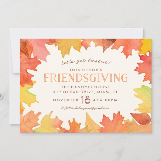 Invitation Aquarelle Friendsgiving (Devant)