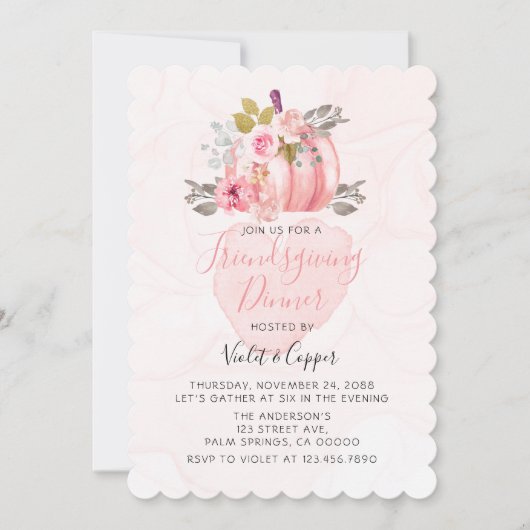 Invitation aquarelle Friendsgiving Citrouille Pivo (Devant)