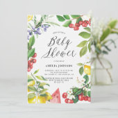 Invitation Aquarelle Fruits d'été Baby shower Floral (Debout devant)