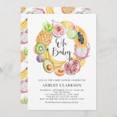 Invitation Aquarelle Fruits tropicaux Baby shower d'été (Devant / Derrière)