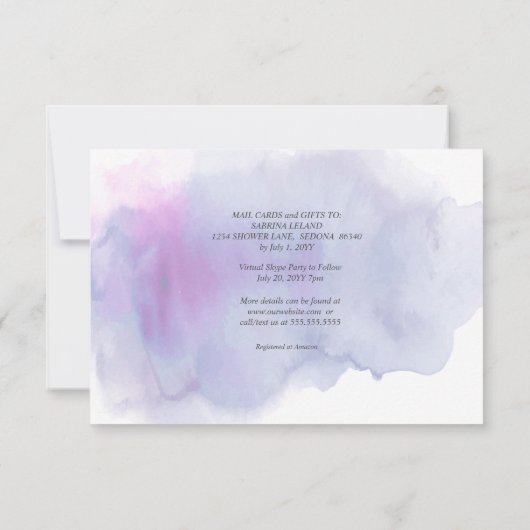 Invitation Aquarelle Fuchsia Amethyst Drive-Thru Baby shower (Dos)