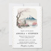Invitation Aquarelle Fuji japonais et Pagode Mariage Pittores (Devant)
