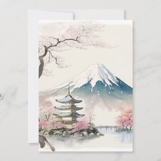 Invitation Aquarelle Fuji japonais et Pagode Mariage Pittores (Dos)