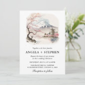 Invitation Aquarelle Fuji japonais et Pagode Mariage Pittores (Debout devant)