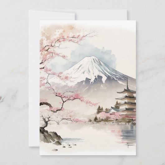 Invitation Aquarelle Fuji japonais et Pagode Mariage Pittores (Dos)