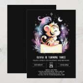 Invitation Aquarelle Fun Tiger Anniversaire (Devant / Derrière)