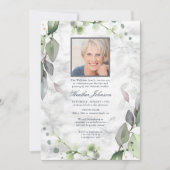 Invitation Aquarelle funéraire Botanique Verdure Marbre Photo (Devant)