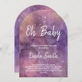 Invitation Aquarelle Galaxie Baby shower céleste Arche (Devant / Derrière)