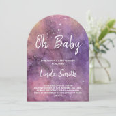 Invitation Aquarelle Galaxie Baby shower céleste Arche (Debout devant)