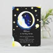 Invitation Aquarelle Galaxie cosmique Anniversaire (Debout devant)