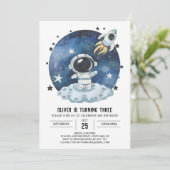 Invitation Aquarelle Galaxy Astronaut Bohémien Anniversaire (Debout devant)
