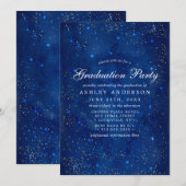 Invitation Aquarelle Galaxy Cosmic Stars Graduation Party (Devant / Derrière)