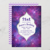 Invitation Aquarelle Galaxy Rose Et Bleu (Devant / Derrière)