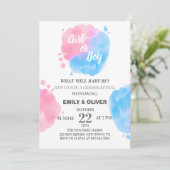 Invitation Aquarelle garçon fille sexe révéler (Debout devant)