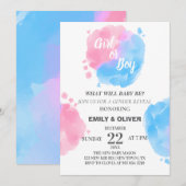 Invitation Aquarelle garçon fille sexe révéler (Devant / Derrière)