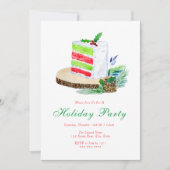 Invitation Aquarelle Gâteau d'hiver de vacances avec Holly (Devant)