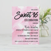 Invitation Aquarelle Géante Rose Fille Brosses Sweet 16 (Debout devant)