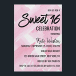 Invitation Aquarelle Géante Rose Fille Brosses Sweet 16<br><div class="desc">Cette pièce est un design girly, moderne et artistique. Il est doté d'une aquarelle rose géante sur un arrière - plan blanc. Cette impression ajoutera sûrement au style personnel de n'importe quelle femme, ce qui la rendra à la mode et branchée. Customisez cette invitation Sweet 16 anniversaire en ajoutant vos...</div>