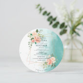 Invitation Aquarelle Géométrique Blush Rose Mariage Floral En (Debout devant)