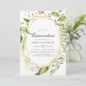 Invitation Aquarelle Géométrique Cristal Verdure Quinceañera (Debout devant)