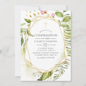 Invitation Aquarelle Géométrique Cristal Vert Confirmation (Devant)