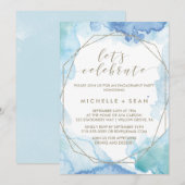 Invitation Aquarelle Géométrique Fêtons Cela (Devant / Derrière)