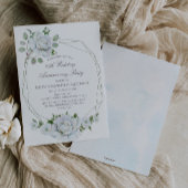 Invitation Aquarelle géométrique florale blanche 25e annivers