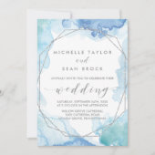 Invitation Aquarelle géométrique | Mariage argenté (Devant)