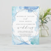 Invitation Aquarelle géométrique | Mariage argenté (Debout devant)