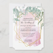 Invitation Aquarelle géométrique moderne rose pâle Eucalyptus (Devant)
