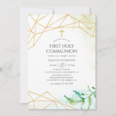 Invitation Aquarelle Géométrique Première sainte communion (Devant)