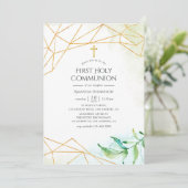 Invitation Aquarelle Géométrique Première sainte communion (Debout devant)